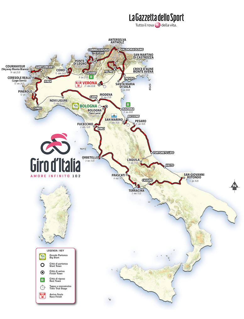 ジロ デ イタリア19コース発表 サイクルスポーツの特集記事 トピックス サイクルスポーツ Jp