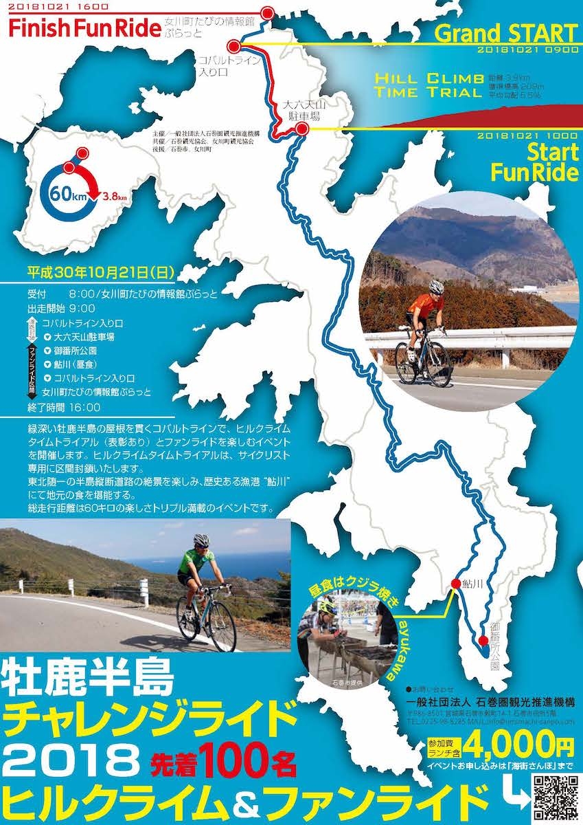 宮城県 牡鹿半島チャレンジライド18 ヒルクライム ファンライド 10 21開催 サイクルスポーツのニュース サイクルスポーツ Jp 宮城県 牡鹿半島チャレンジライド18 ヒルクライム ファンライド 10 21開催 サイクルスポーツのニュース サイクルスポーツ Jp