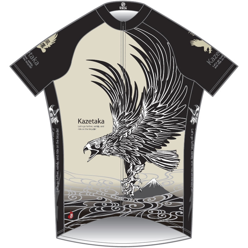 DECOJA M サイクルジャージ 鷹デザイン ワールドサイクル 風鷹 和柄半袖ジャージ サイクルスポーツの