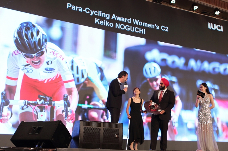 杉浦選手は、2018年最も活躍したパラサイクリング選手の一人としてUCI「Para-Cycling Award」を受賞した