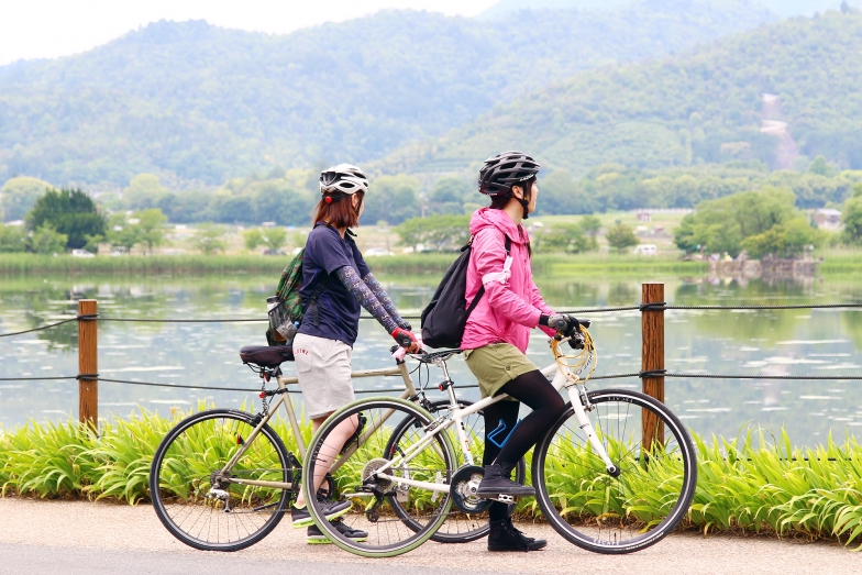 京都の町を自転車で