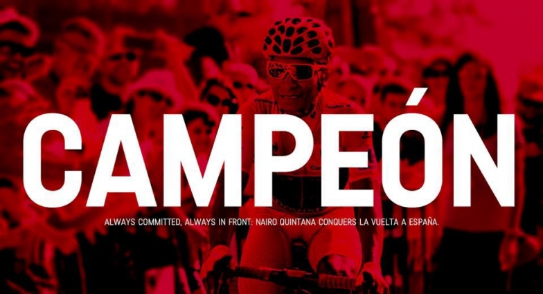 ブエルタ・ア・エ スパーニャで、みごとフルームに勝利。campeón(スペイン語でチャンピオン)となったキンタナ  ©Canyon Bicycles