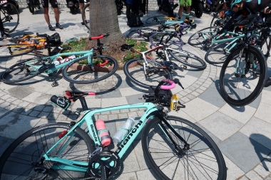 ビアンキのバイクがずらっと並ぶ　Photo：サイクルスポーツ編集部