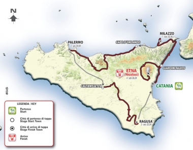 イル・ジロ・ディ・シチリアのコースマップ (MAP : RCS Sport)